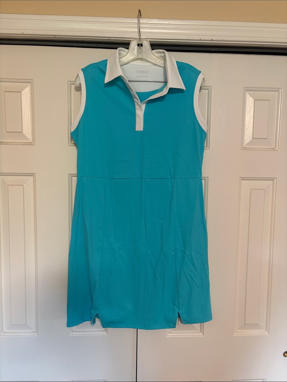 Sleeveless Turquoise Polo Dress with White Collar